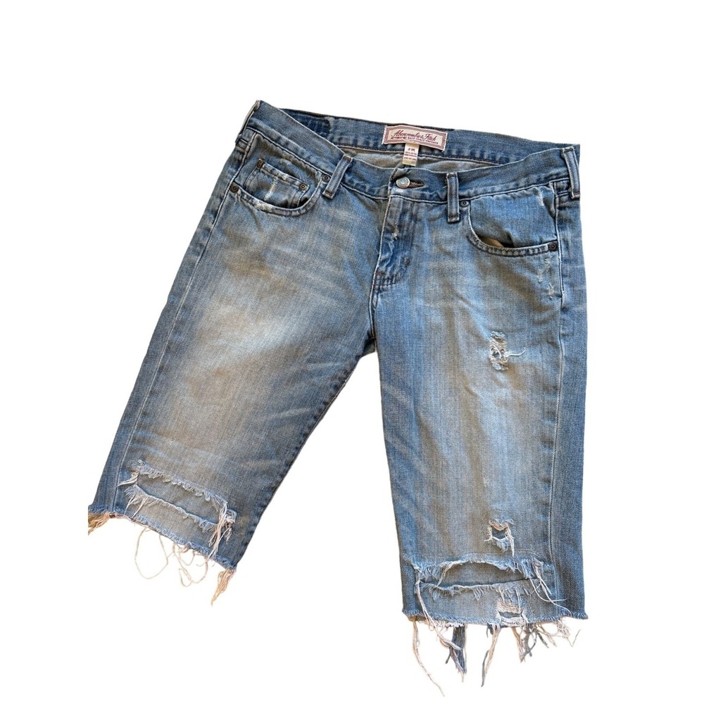 Abercrombie & Fitch Jean Shorts Size 8 Denim Cut Off Distressed Bermuda